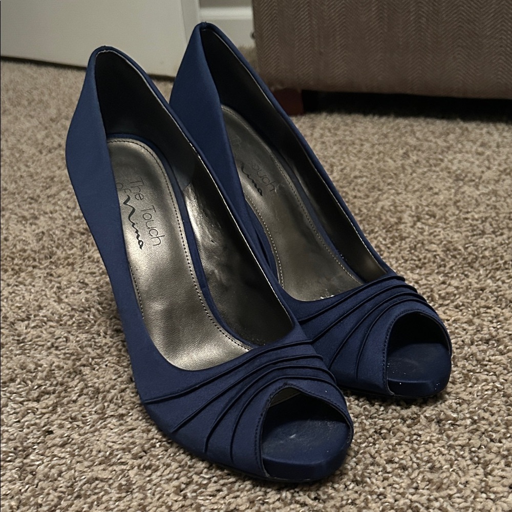 Women's Nina Navy Peep Toe Heels